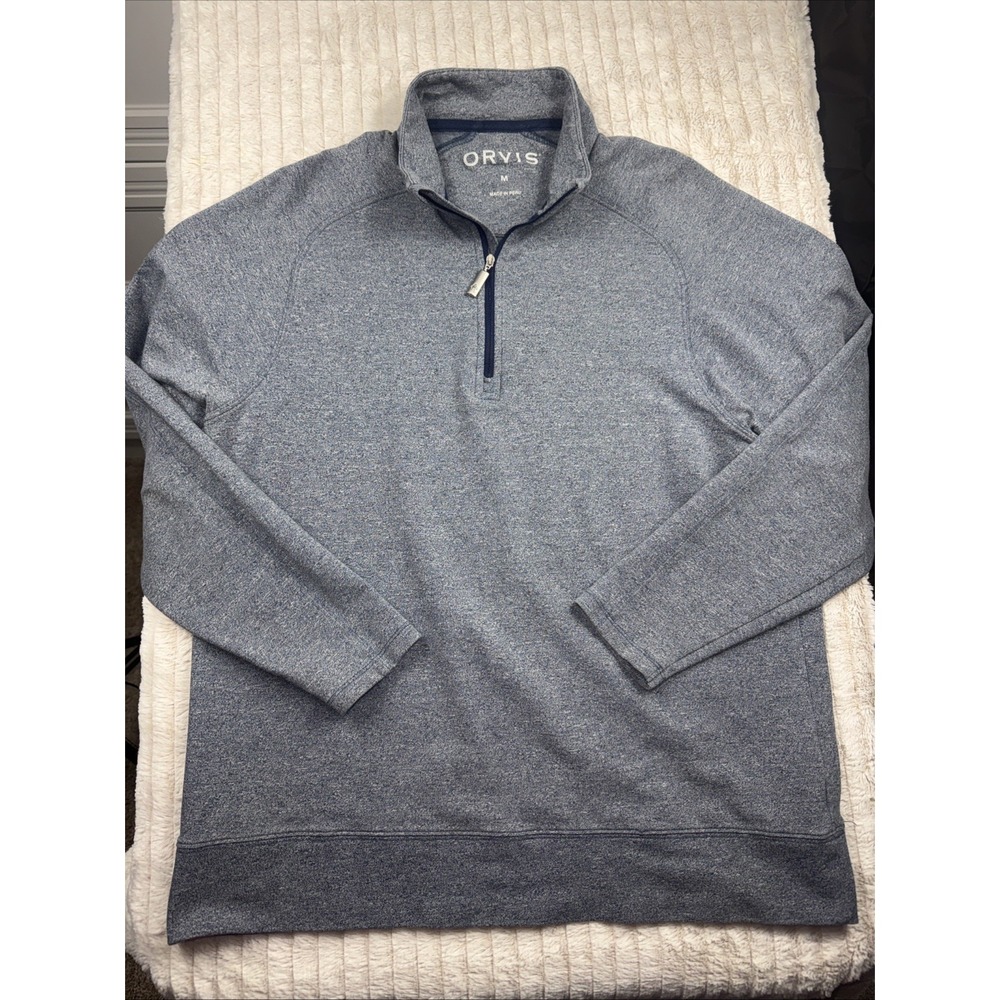 Orvis Sweater Men's Large Gray 1/4 Quarter Zip Pima Cotton Outdoor Pullover Golf